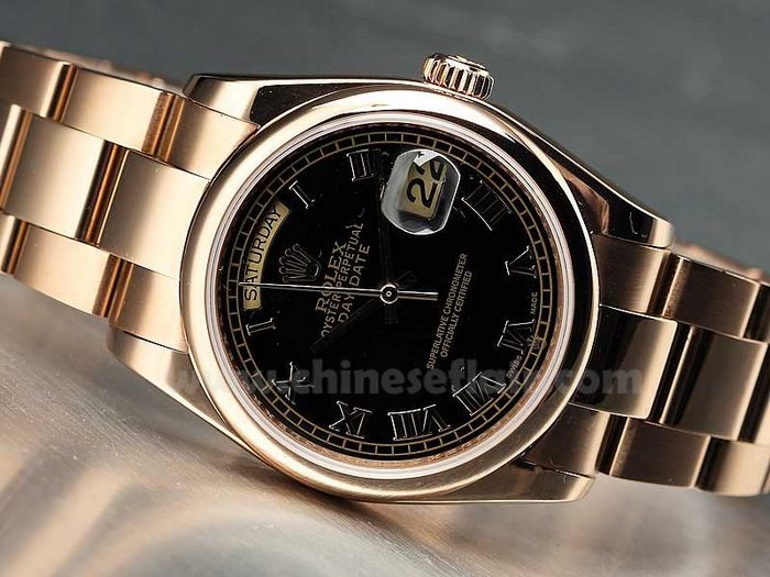 All Rose Gold Rolex Day-Date Black Face Watch